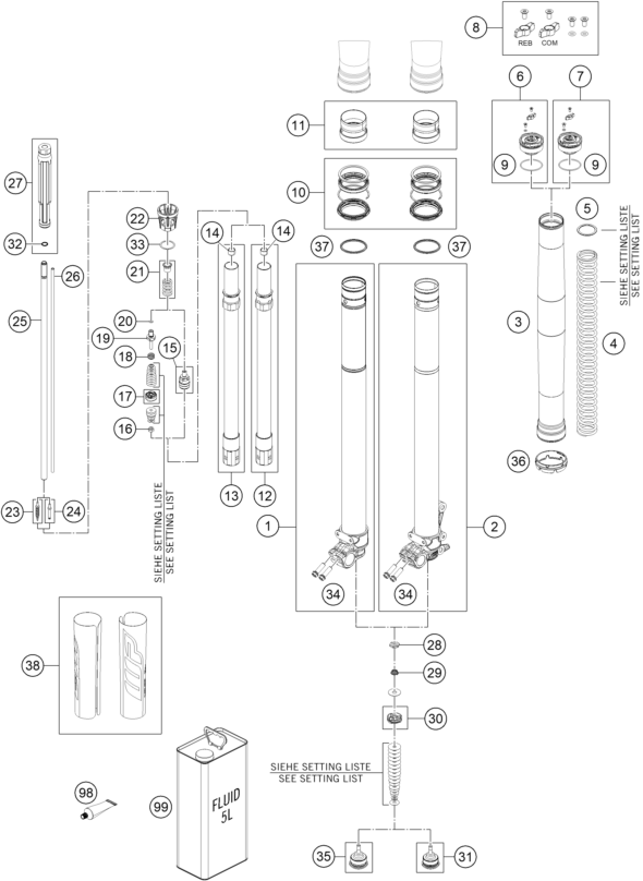 FOURCHE TELESCOPIQUE POUR 150 EXC TPI 2020 EU