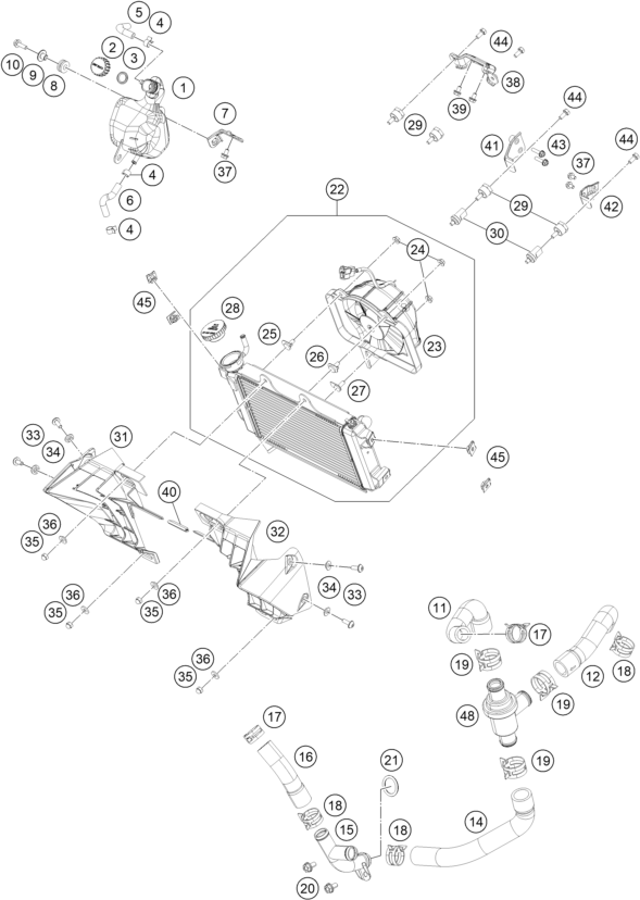 SYSTEME DE REFROIDISSEMENT POUR 125 DUKE ORANGE - B.D. 2020 (EU)