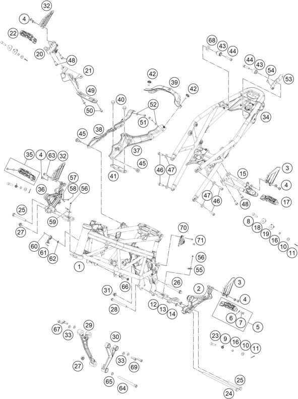 CADRE POUR 200 DUKE ORANGE W/O ABS - B.D. 2023 (EU)