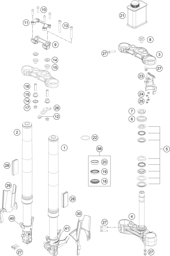 FOURCHE TELESCOPIQUE TE DE FOURCHE POUR 250 DUKE BLACK - B.D. 2021 (ASEAN)