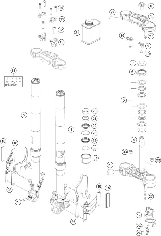 FOURCHE TELESCOPIQUE TE DE FOURCHE POUR 390 ADVENTURE BLACK CKD 2023