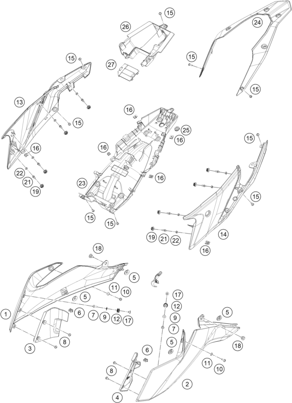 HABILLAGE LATERAL POUR 390 ADVENTURE ORANGE - B.D. 2022