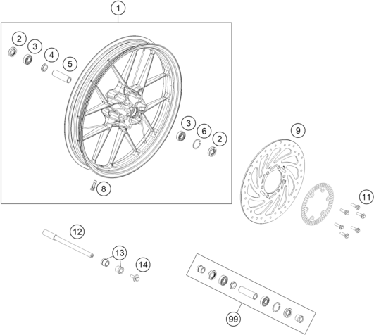 ROUE AVANT POUR 390 ADVENTURE ORANGE 2020 EU