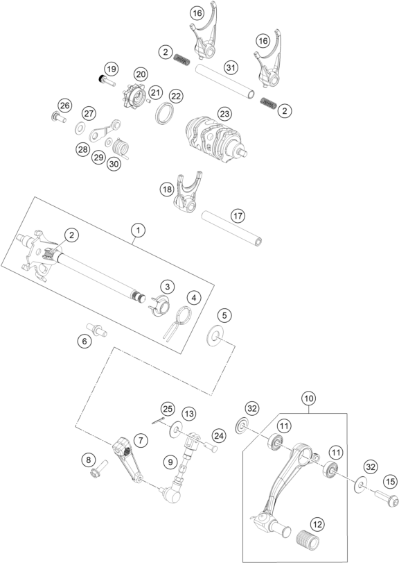 MECANISME DE SELECTION POUR 250 ADVENTURE BLACK - B.D. 2020 (EU)