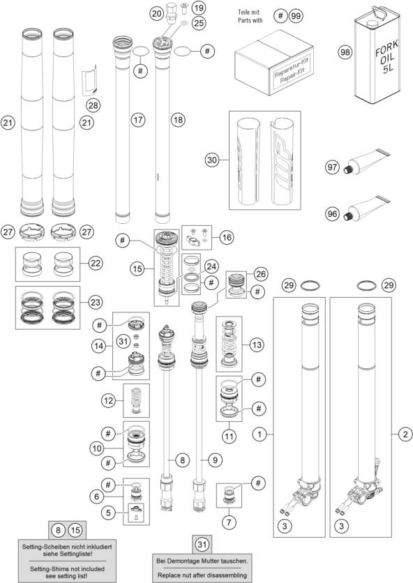 FOURCHE TELESCOPIQUE POUR 350 EXC F FACTORY EDITION 2022 EU
