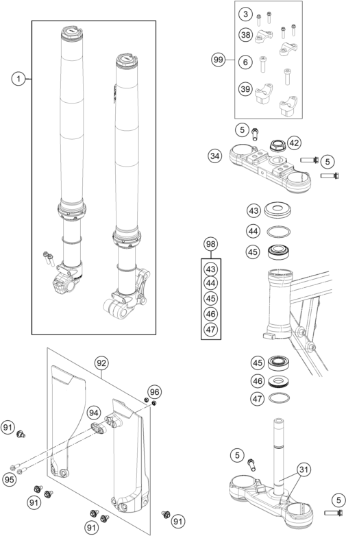 FOURCHE TELESCOPIQUE TE DE FOURCHE POUR 50 SX MINI 2021 (EU)