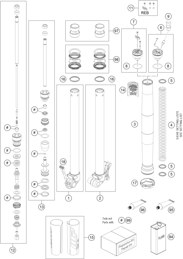 FOURCHE TELESCOPIQUE POUR 50 SX 2021 EU