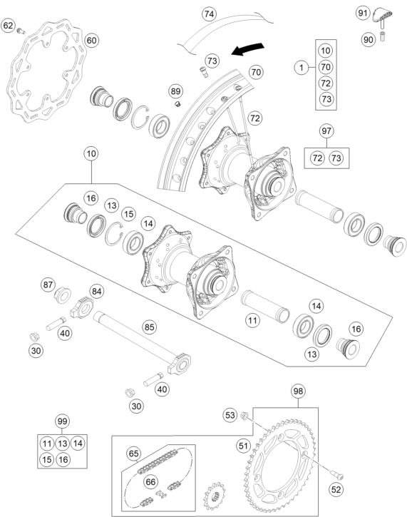 ROUE ARRIERE POUR 85 SX 1714 2022 EU