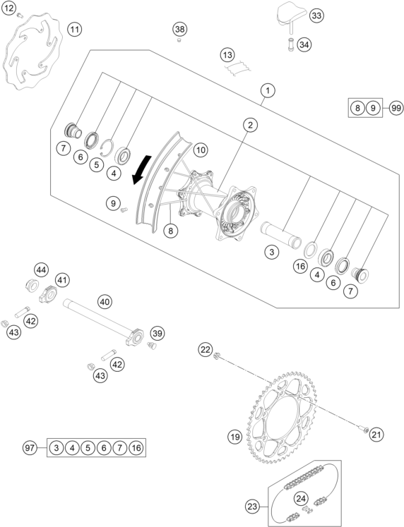 ROUE ARRIERE POUR 300 EXC TPI ERZBERGRODEO 2021 (EU)