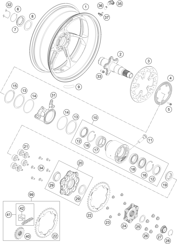 ROUE ARRIERE POUR 1290 SUPER DUKE RR 2021 (EU)