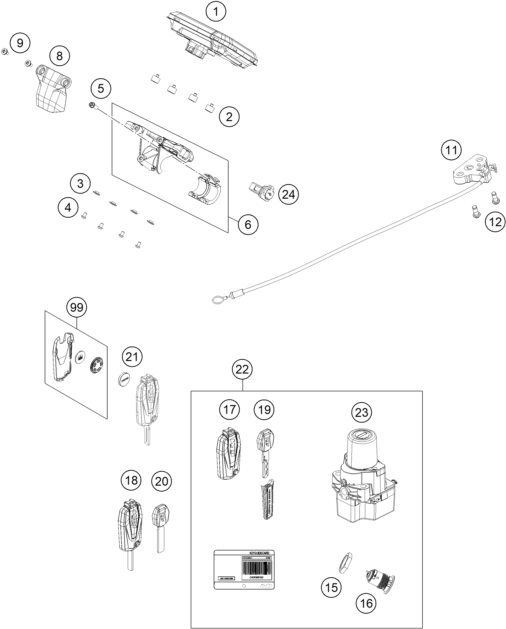 INSTRUMENTS SYSTEME DE VERROUILLAGE POUR 1290 SUPER DUKE RR 2021 EU