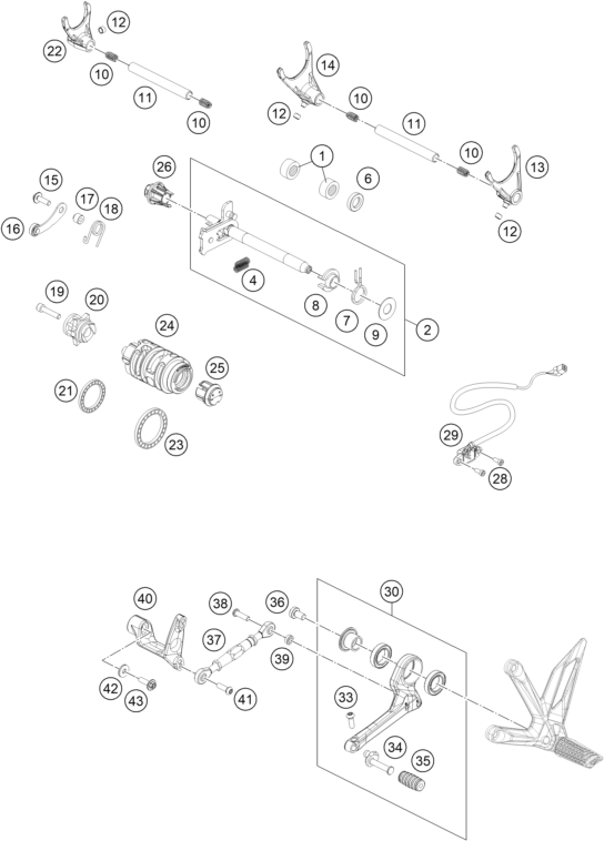 MECANISME DE SELECTION POUR 1290 SUPER DUKE R BLACK 2021 EU