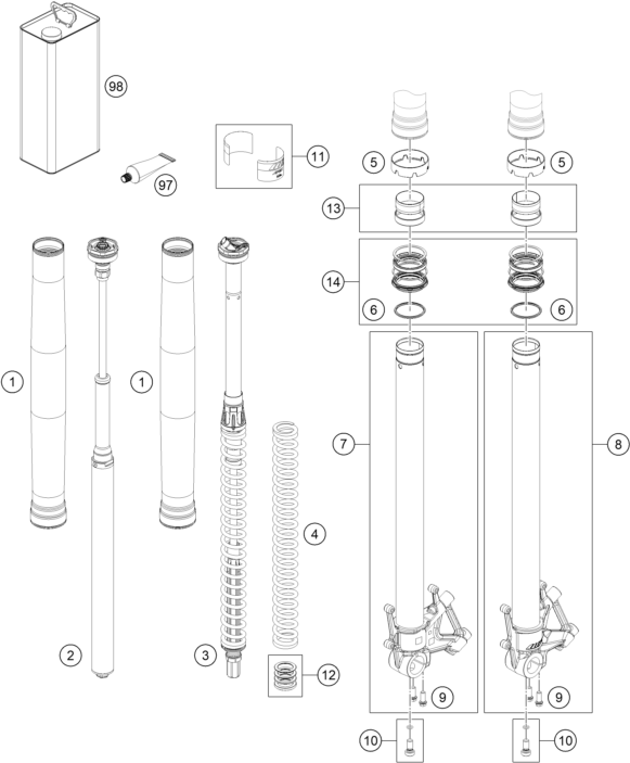 FOURCHE TELESCOPIQUE POUR 1290 SUPER ADVENTURE S GREY 2023 EU