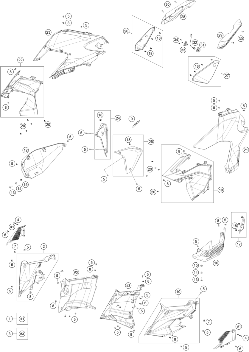 HABILLAGE LATERAL POUR 1290 SUPER ADVENTURE S ORANGE 2021 (EU)