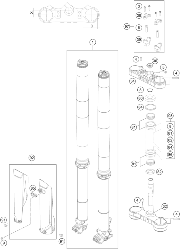 FOURCHE TELESCOPIQUE TE DE FOURCHE POUR 350 EXC-F 2021 (EU)