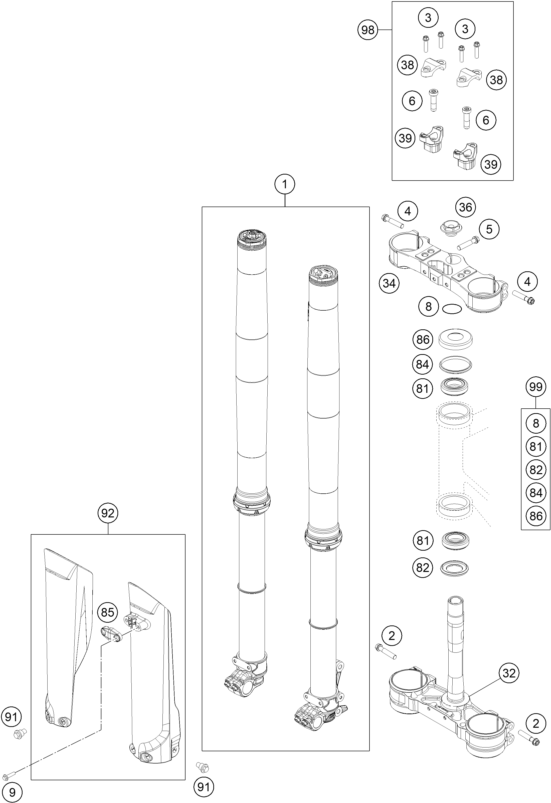 FOURCHE TELESCOPIQUE TE DE FOURCHE POUR 350 EXC-F WESS 2021 (EU)