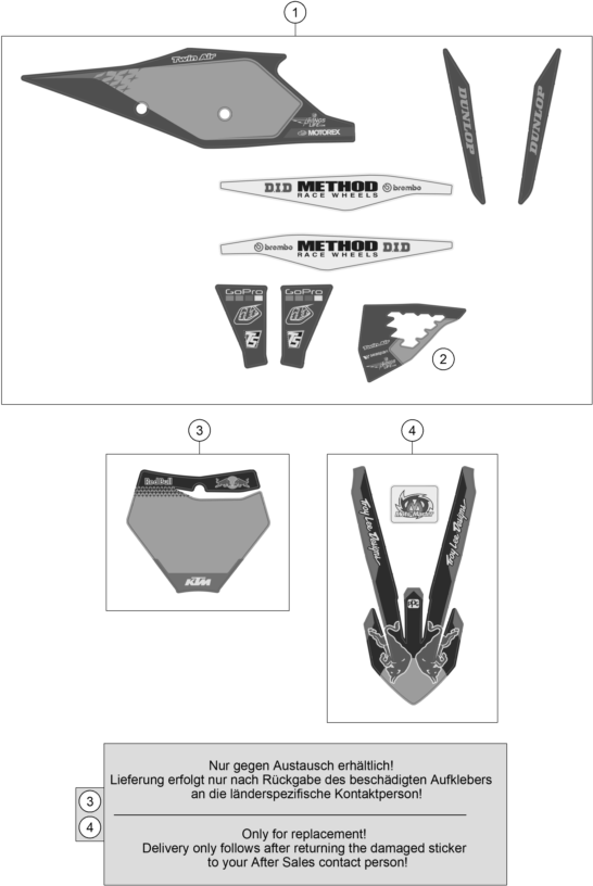 KIT DECO POUR 250 SX-F TROY LEE DESIGNS 2021 (EU)