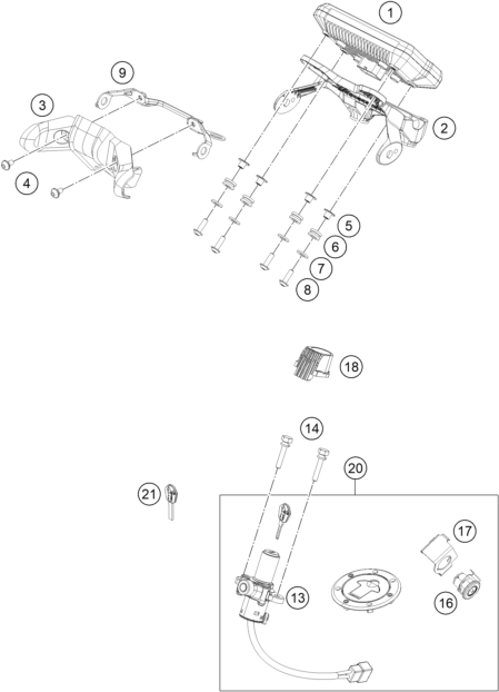 INSTRUMENTS SYSTEME DE VERROUILLAGE POUR 125 DUKE BLACK - B.D. 2021 (EU)