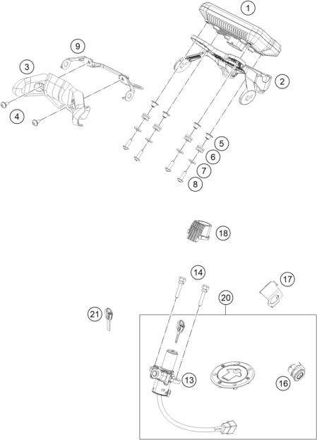 INSTRUMENTS SYSTEME DE VERROUILLAGE POUR 125 DUKE BLACK 2023 EU