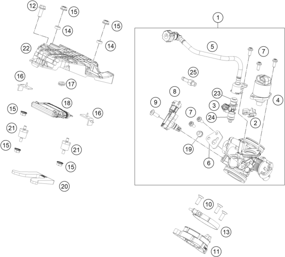 CORPS DU CLAPET D ETRANGLEMENT POUR 125 DUKE BLACK - B.D. 2021 (EU)