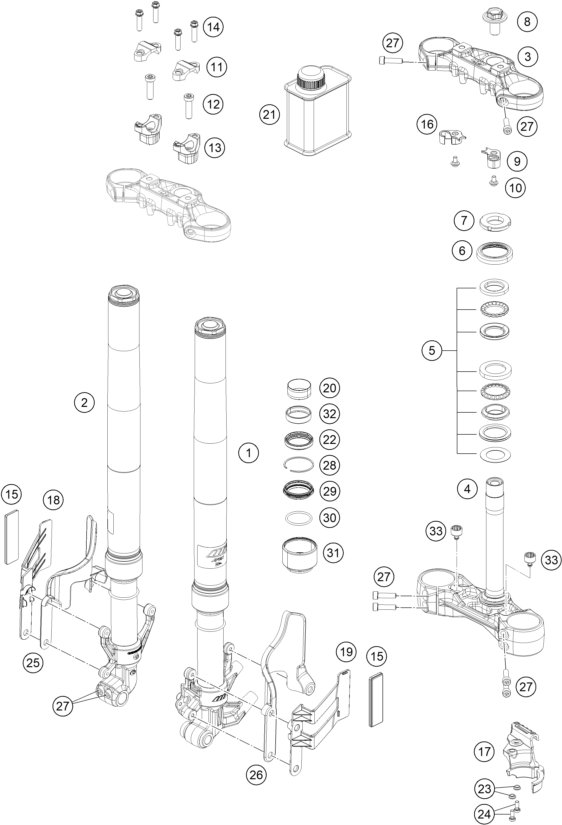 FOURCHE TELESCOPIQUE TE DE FOURCHE POUR 390 ADVENTURE BLACK CKD 2022