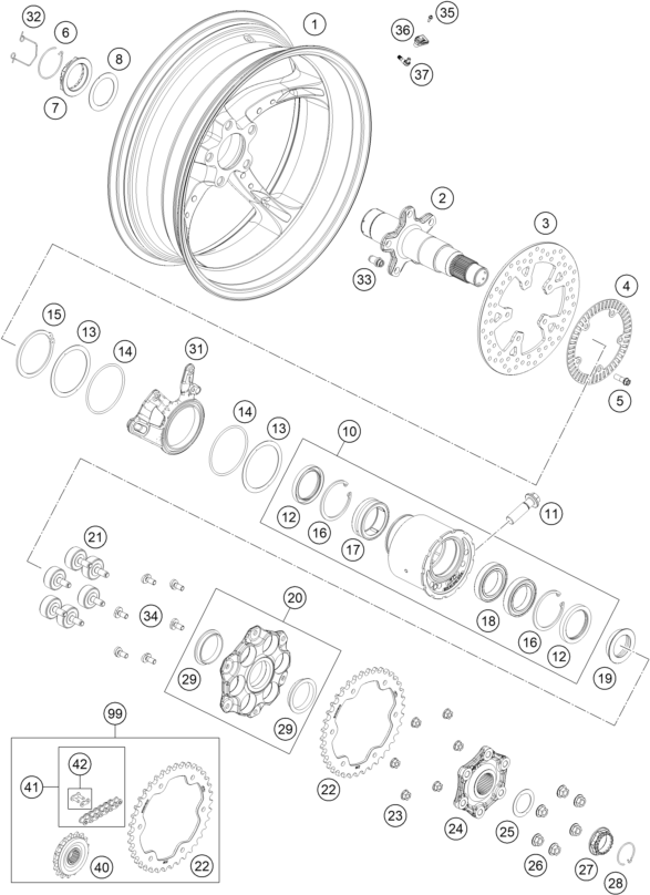 ROUE ARRIERE POUR 1290 SUPER DUKE R BLACK 2022 (EU)