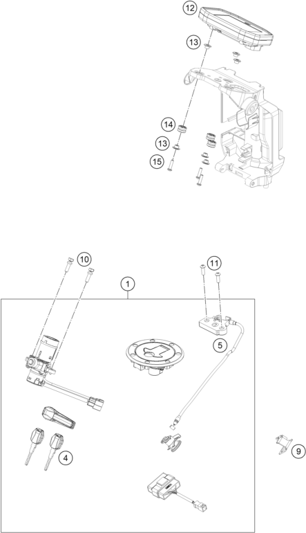 INSTRUMENTS SYSTEME DE VERROUILLAGE POUR 790 DUKE GREY 2022