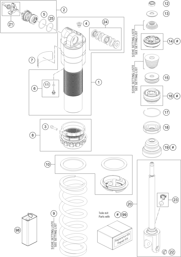 ARMORTISSEUR POUR 250 SX 2024 EU