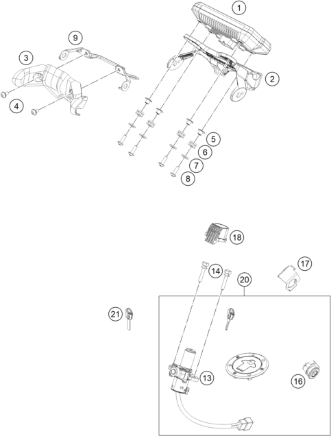 INSTRUMENTS  SYSTEME DE VERROUILLAGE POUR 390 DUKE BLACK WO DRL CKD 2023