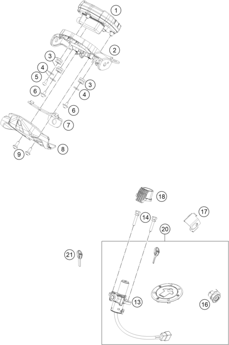 INSTRUMENTS SYSTEME DE VERROUILLAGE POUR 250 DUKE BLACK - B.D. 2022 (EU)