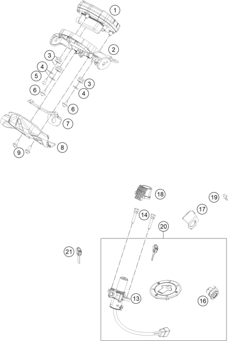 INSTRUMENTS SYSTEME DE VERROUILLAGE POUR 200 DUKE GREY ABS-B.D. 2023 (EU)