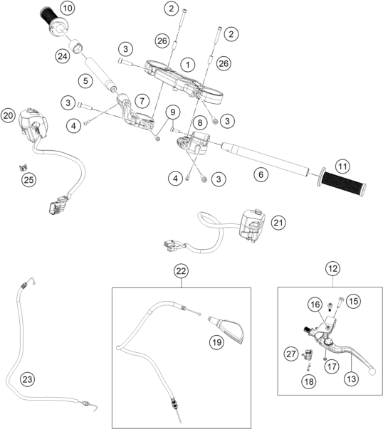 GUIDON ARMATURES POUR RC 125 BLACK BD 2022