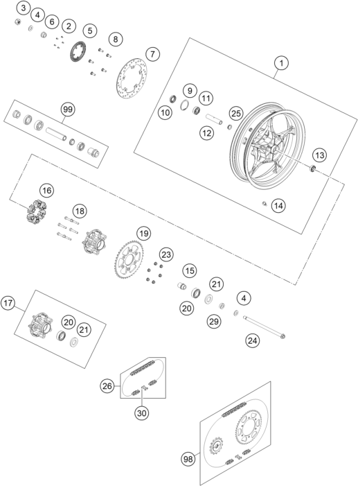 ROUE ARRIERE POUR RC 390 BLUE BD 2022