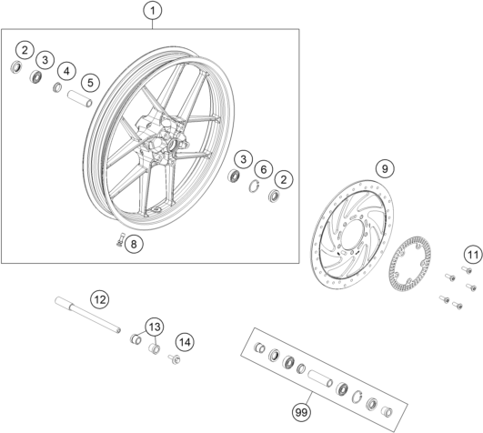 ROUE AVANT POUR 250 ADVENTURE BLUE BD 2022 EU