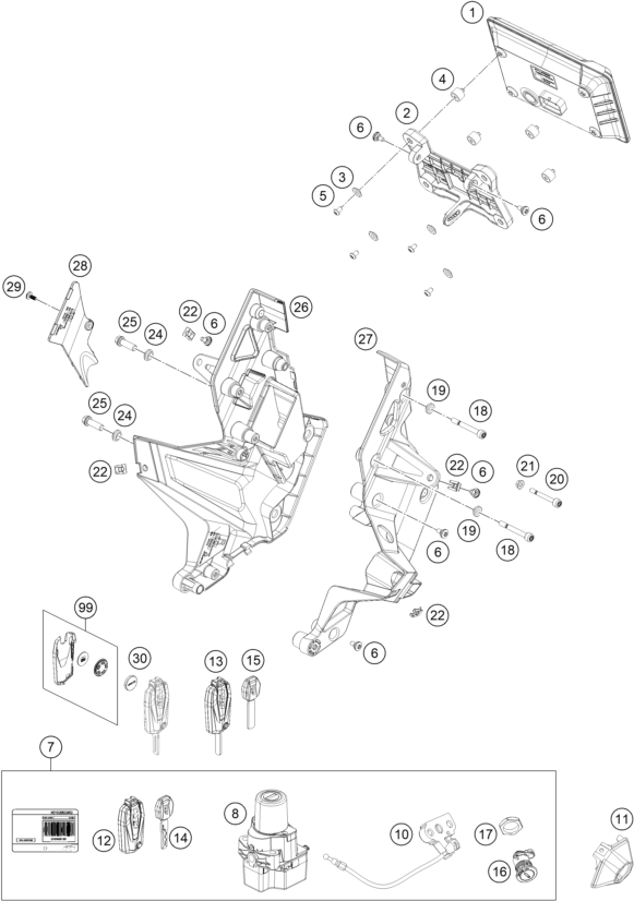 INSTRUMENTS SYSTEME DE VERROUILLAGE POUR 1290 SUPER DUKE GT ORANGE 2022 EU