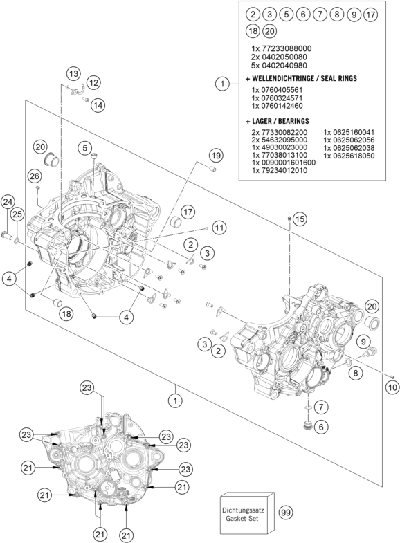 CARTER MOTEUR POUR 250 EXC F 2025 EU
