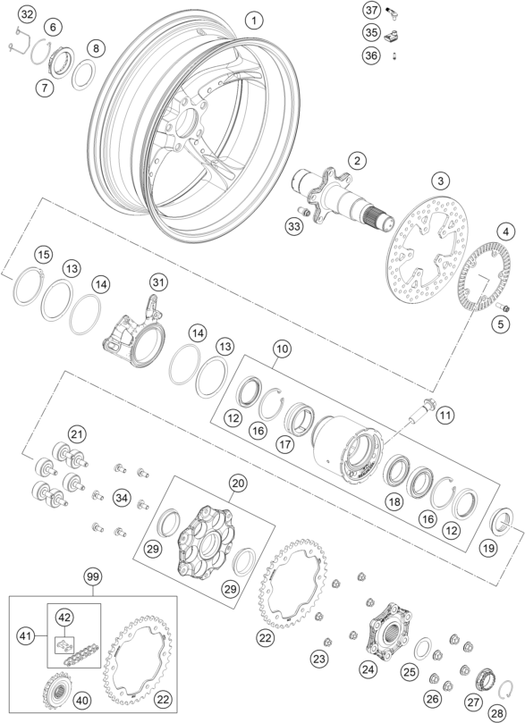 ROUE ARRIERE POUR 1290 SUPER DUKE RR 2023 (EU)