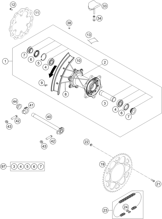 ROUE ARRIERE POUR 250 SX F CKD 2023