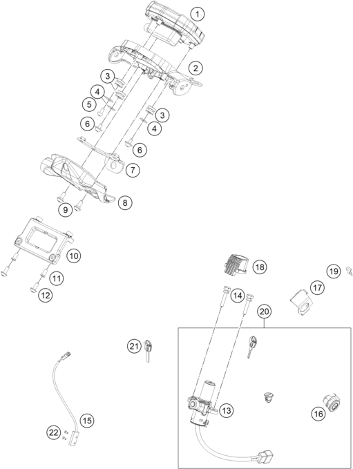 INSTRUMENTS SYSTEME DE VERROUILLAGE POUR 200 DUKE ORANGE W/O ABS - B.D. 2023 (EU)