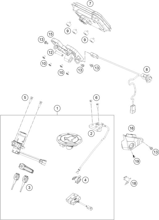 INSTRUMENTS SYSTEME DE VERROUILLAGE POUR 790 ADVENTURE BLACK 2023 (EU)