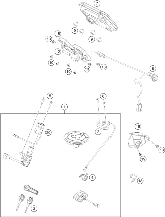 INSTRUMENTS SYSTEME DE VERROUILLAGE POUR 790 ADVENTURE ORANGE 2025