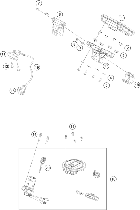 INSTRUMENTS SYSTEME DE VERROUILLAGE POUR 390 DUKE BLUE 2024