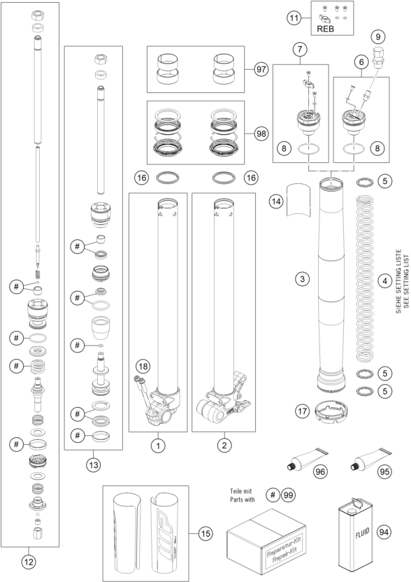 FOURCHE TELESCOPIQUE POUR 50 SX 2024