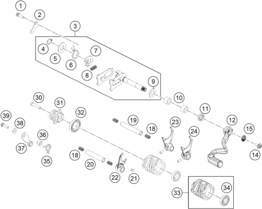 MECANISME DE SELECTION POUR 65 SX 2024