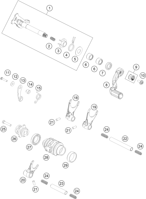 MECANISME DE SELECTION POUR 125 SX 2024 (EU)