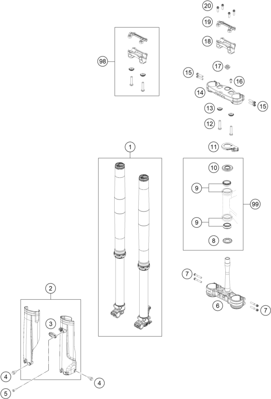 FOURCHE TELESCOPIQUE TE DE FOURCHE POUR 350 EXC-F 2024 (EU)