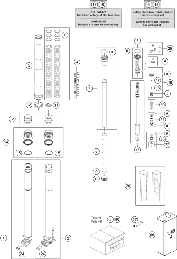 FOURCHE TELESCOPIQUE POUR 350 EXC F CHAMPION EDITION 2025 EU