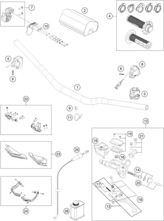 GUIDON ARMATURES POUR 300 EXC HARDENDURO 2024 EU