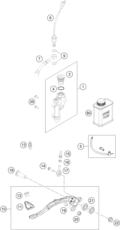 SYSTEME DE FREIN ARRIERE POUR 250 EXC-F SIX DAYS 2024 (EU)