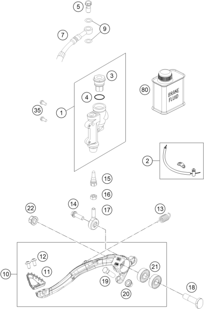 SYSTEME DE FREIN ARRIERE POUR 350 EXC-F SIX DAYS CKD 2024